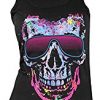 Damen Totenkopf Tank Shirt mit Neon Skull